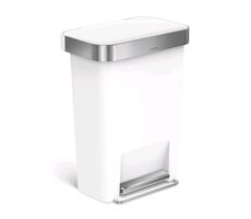 Simplehuman Pedálový odpadkový koš  – 45 l / kapsa na sáčky / obdélníkový / bílý plast / nerez