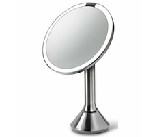 Simplehuman Kosmetické zrcátko  Sensor Touch / DUAL LED osvětlení/ 5x/ dobíjecí/ matná nerez