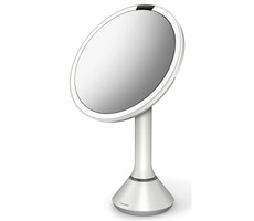 Simplehuman Kosmetické zrcátko  Sensor Touch / DUAL LED osvětlení/ 5x/ dobíjecí/ bílá ocel