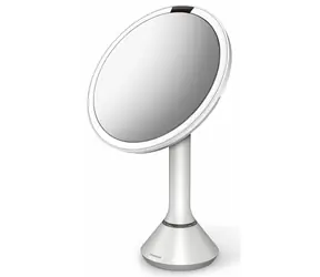 Simplehuman Kosmetické zrcátko  Sensor Touch / DUAL LED osvětlení/ 5x/ dobíjecí/ bílá ocel