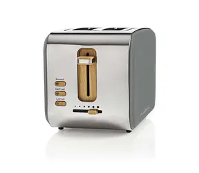 NEDIS KABT510EGY - Topinkovač Šedá / 2 Široké Otvory / Soft-Touch