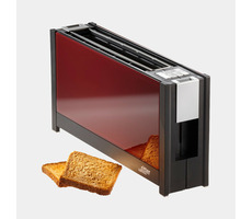 Ritter Volcano 5 červená / topinkovač / 950 W / 2 topinky / extra široký otvor / ohřev / rozmrazování / sklo