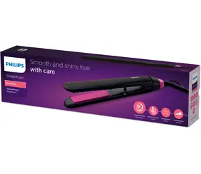 Philips StraightCare Essential ThermoProtect BHS375-00 / žehlička na vlasy / 220°C / 100mm destičky / keratin / černá