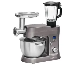 Clatronic KM 3674 titanová / Kuchyňský robot / 1200 W / 10 rychlostí / 6.2 l mísa / 1.5 l mixovací nádoba