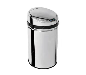 iQtech Exclusive 30 l stříbrná / bezdotykový odpadkový koš / kulatý / rozměry 30.5x58cm / nerez|plast / napájení 4x AA