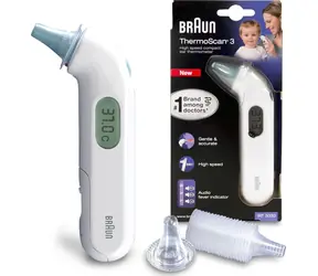 Braun IRT 3030 ThermoScan 3 / digitální infračervený teploměr / měření v uchu / 34 - 42.2°C / 2xAA / bílá
