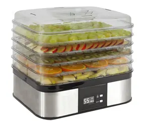 Guzzanti GZ 508 stříbrná-černá / Sušička potravin / 350 W / teplota 40 - 70°C / 5 pater / LED displej / časovač