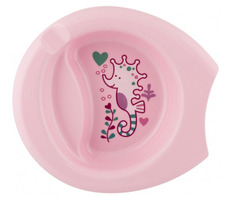 Chicco Talíř Easy Feeding růžová / od 6 měsíců