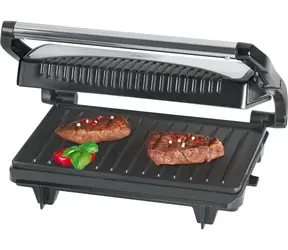 Clatronic MG 3519 / Elektrický kontaktní gril / 700 W / 23 x 14.5 cm / LED kontrolka / nerezové pouzdro / stříbrná
