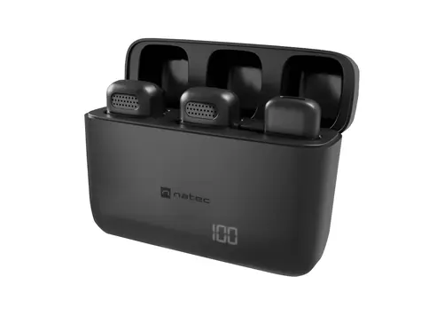 Natec Hopper Lavalier černá / Klopový mikrofon / sada 2 ks / bezdrátový / USB-C / 2.4 GHz