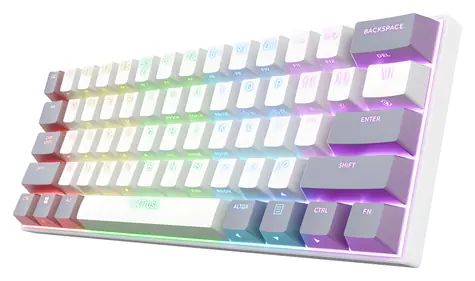 Trust GXT 873 Acira bílá / Herní klávesnice / bezdrátová / 60% / RGB / US