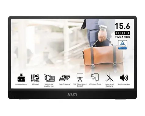15.6" MSI PRO MP161DE E2 černá / Monitor / 1920x1080 / IPS / 60 Hz / přenosný