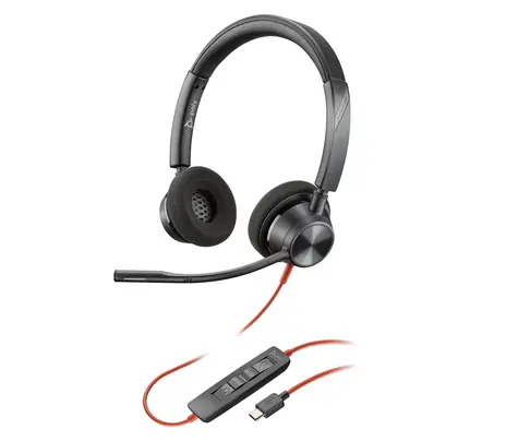 Poly Blackwire 3320 černá / Náhlavní souprava / mikrofon / dvě sluchátka / USB-C
