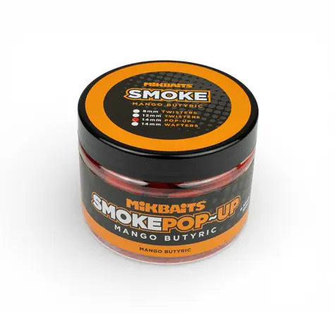 Mikbaits Pop-Up Smoke Mango Butyric / Plovoucí boilie / 14mm / 150ml