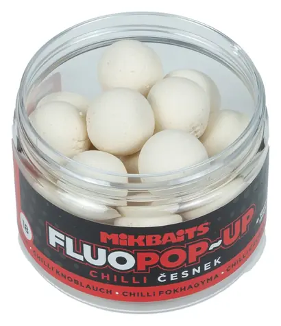 Mikbaits Chilli Česnek 18 mm / Plovoucí fluo boilie / 150 ml