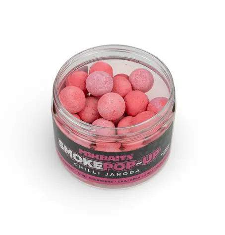 Mikbaits Pop-Up SMOKE Chilli Jahoda / Plovoucí boilie / 14 mm / 150 ml