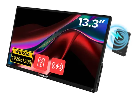13,3" Verbatim 32087 černá / Přenosný dotykový monitor / IPS / WUXGA 1920×1200 / USB-C / powerbanka 5000 mAh