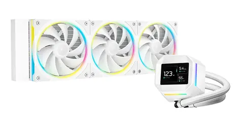 DEEPCOOL LM360 ARGB bílá / AIO vodní chladič CPU / 3x 120mm / 2.4" IPS displej / AMD + Intel