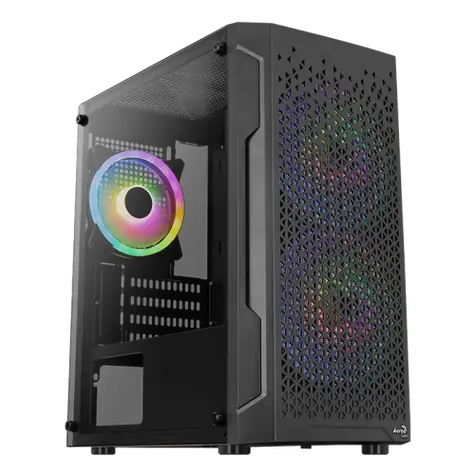 Aerocool Trinity Mini černá / PC skříň / Micro ATX / Mini-ITX / 2x USB-A 3.0 / 1x USB-A 2.0 / 3x FRGB / bez zdroje