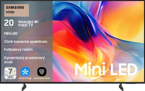 50" Samsung UE50M70H černá / Televize / Mini LED / 4K UHD / Wi-Fi 5 / 3× HDMI / Tizen / 20W repro