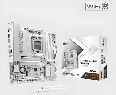 ASRock B850M Challenger WiFi bílá / Základní deska / AMD B850 / DDR5 / SATA III / USB 3.2 / 2.5GLAN / Wi-Fi 7 / sc.AM5