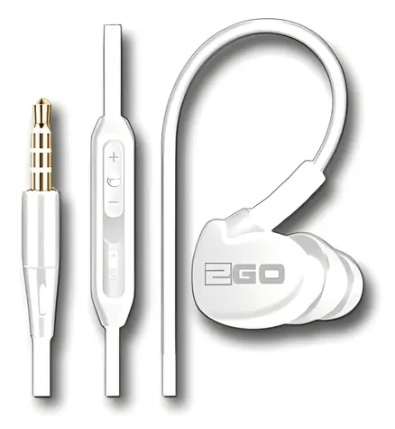 2GO Active 1 bílá / Sportovní sluchátka s mikrofonem / 3,5 mm jack / 1,2 m