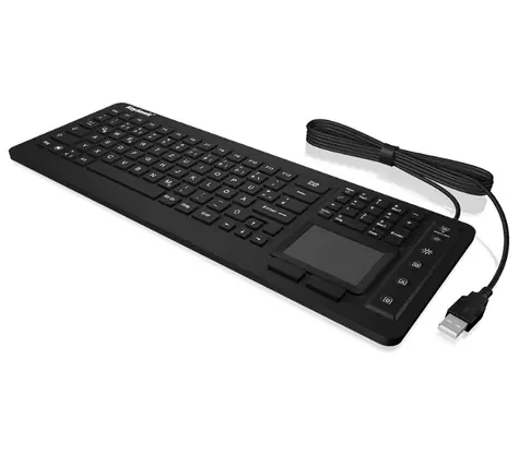 Keysonic KSK-6231 INEL(FR) černá / Průmyslová klávesnice / Touchpad / IP68 / 98 kláves / USB / FR