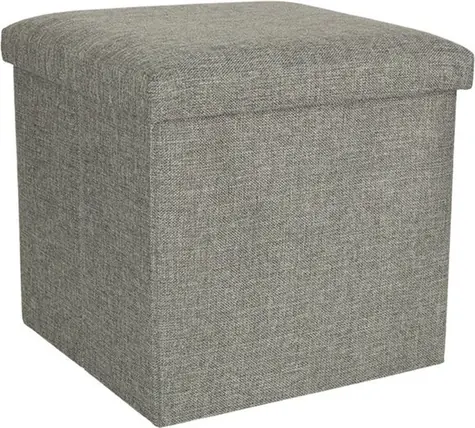 KIK Skládací pufa šedá / Puf s úložným prostorem / 38 × 38 × 38 cm / do 100 kg