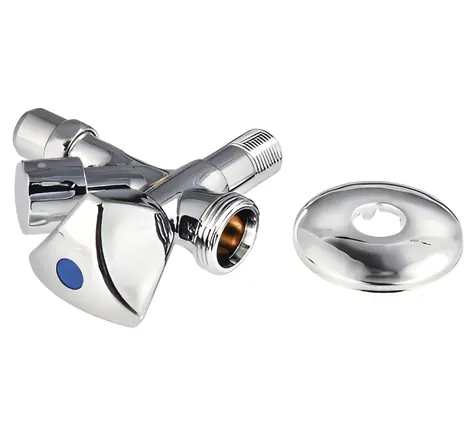 Xavax rohový ventil s přípojkou pro spotřebiče / Rohový ventil / 1/2" přívod vody / 3/4" spotřebič / chromovaný