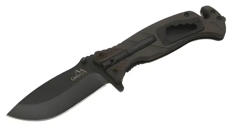 Cattara BLACK BLADE / Zavírací nůž / 21,5 cm / čepel SS420 / pojistka / křesadlo a klín