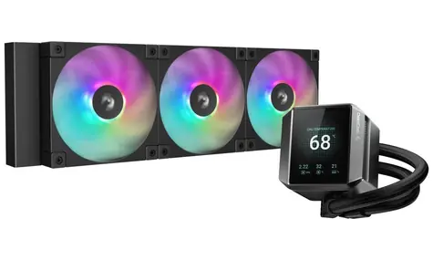 DEEPCOOL MYSTIQUE 360 ARGB černá / AIO vodní chladič CPU / 3x 120 mm / TFT-LCD displej / AMD + Intel