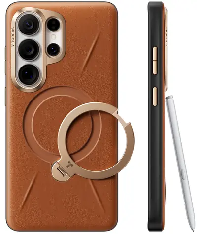 Torras Ostand Q3 VegSkin jantarově hnědá / Ochranný kryt / Samsung Galaxy S26 Ultra / stojánek 360°