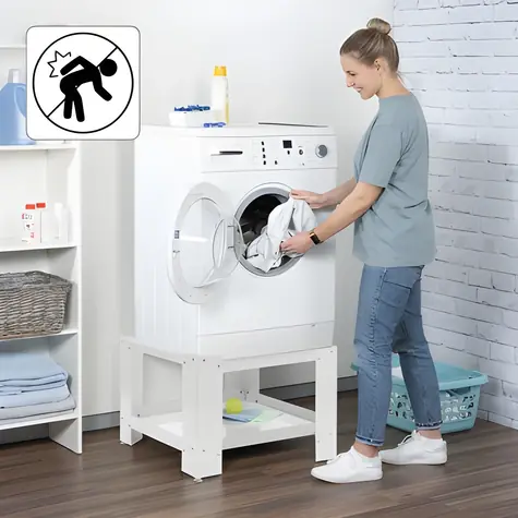Xavax Gigant / Podstavec pod pračku a sušičku / 60×60 cm / výška 50 cm / nosnost 150 kg / s odkladací policí