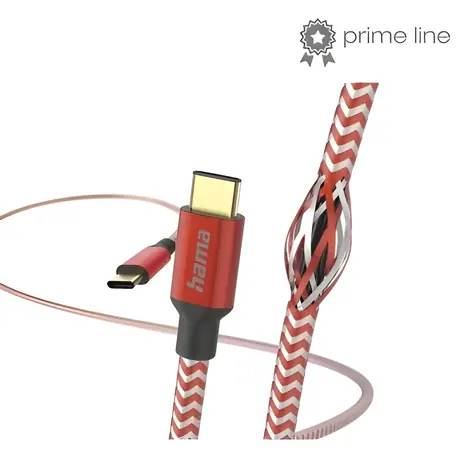 Hama Reflective červená / Nabíjecí kabel / USB-C na USB-C / 1,5 m / nylon