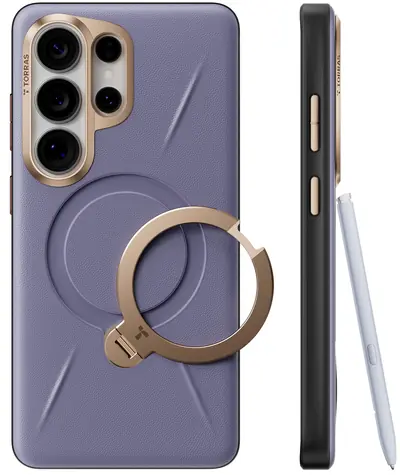 Torras Ostand Q3 VegSkin tmavě fialová / Ochranný kryt / Samsung Galaxy S26 Ultra / stojánek 360°