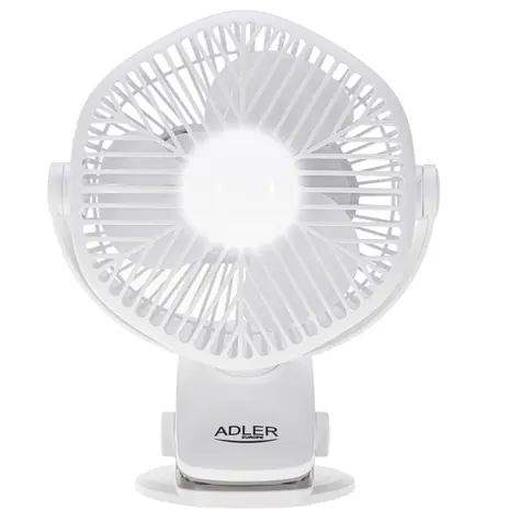 Adler AD 7335 bílá / Stolní ventilátor s klipem / 12,7 cm / dobíjecí