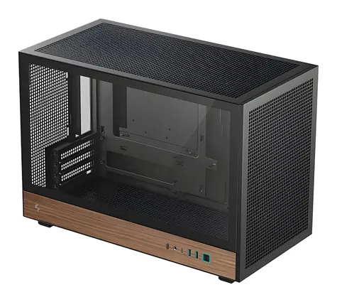 DEEPCOOL CH260 Wood černá / Počítačová skříň / mATX / Průhledná bočnice / bez zdroje
