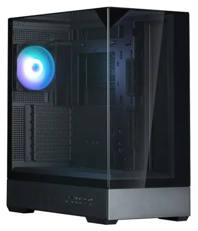 Zalman P40 Prism černá / Počítačová skříň / 1x 120mm ARGB / 2x USB 3.2 Gen2 / 1x USB-C / bez zdroje / průhledná bočnice