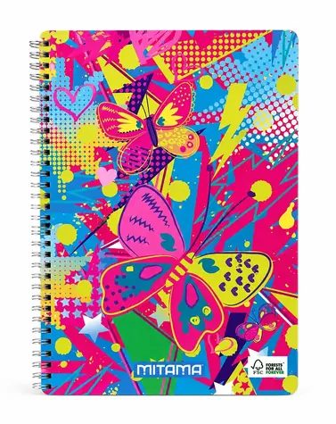 Mitama Fantasy Colours motýl / Spirální sešit / A4+ / čtverečkovaný 5 mm / 60 listů