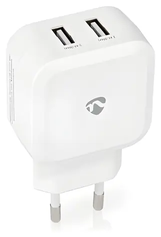 Nedis bílá / Síťová nabíječka / 24 W / 2x USB-A / 2x 2.4 A