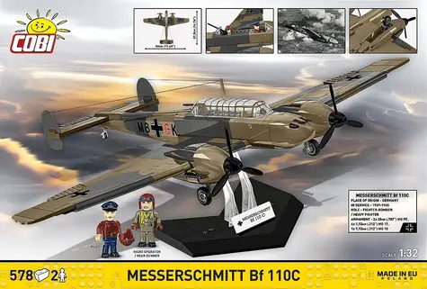 COBI 5777 Messerschmitt Bf 110C / Stavebnice / 578 dílků / 2 figurky / od 9 let