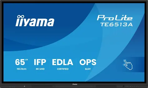 65" iiyama ProLite TE6513A-B2AG černá / Interaktivní displej / IPS / 3840x2160 / 8ms / 1200:1 / 500cd / Android 14