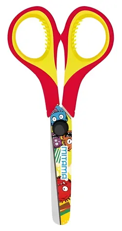Mitama Good Vibes červená-žlutá / Dětské nůžky / 13 cm / zaoblené čepele