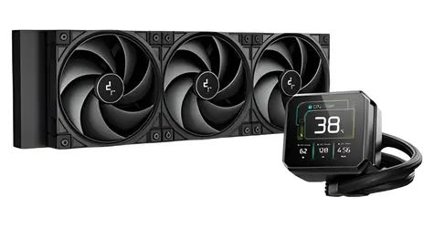 Deepcool Spartacus 360 černá / Vodní chladič CPU / 360mm radiátor / 3x 120mm ventilátor / ARGB / 3,4" IPS displej