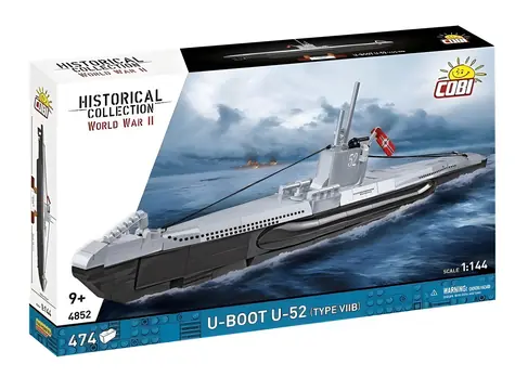 COBI 4852 U-52 Typ VIIB WW II / Ponorka / 474 kostek / 1:144 / od 9 let