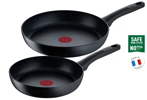 Tefal Black Stone G28191 černá / Sada pánví / 2 ks / 24 cm + 28 cm / Mineralia+ / indukce