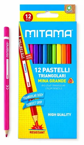 MITAMA Pastelky trojhranné / Pastelky / 12 barev / 3,3 mm