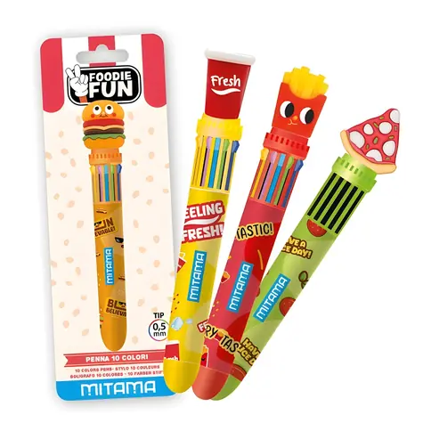 Mitama Pero Click Clip 10barev Foodie Fun zelená / Kuličkové pero / 0,7 mm