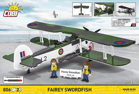 COBI 5770 Fairey Swordfish / Plastová stavebnice / 1:32 / 806 dílků / 2 figurky / od 9 let