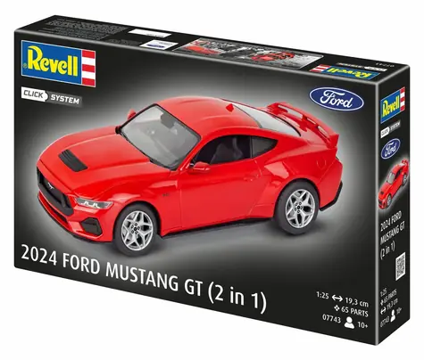 Revell Ford Mustang GT 2024 červená / Modelářská stavebnice / Click System / 1:25 / 65 dílků / od 10 let